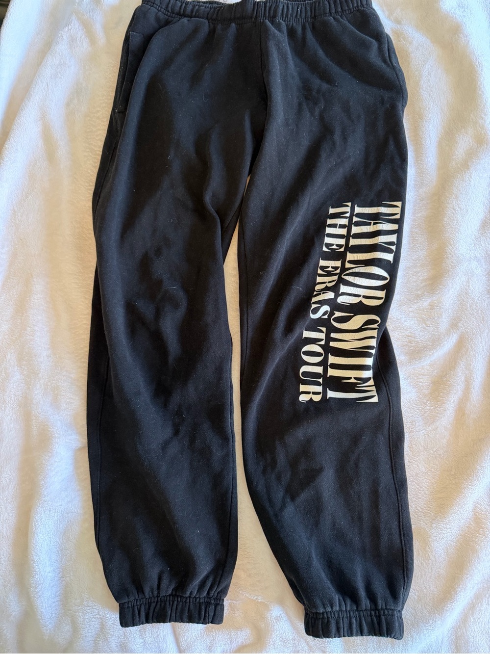 Taylor Swift Black Sweatpants with White 'The Eras Tour' Text